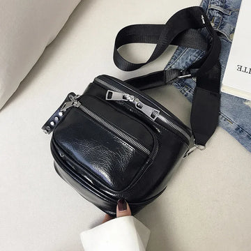 Qfdian PU Bag Female Shoulder Bag Fashion Handbag For Women Messenger Bags With Zipper Designer Bag Ladies Gift Bag